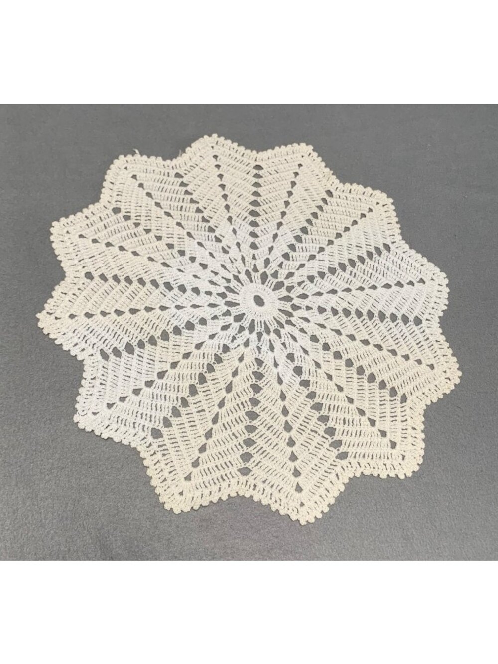 Handmade Crochet Doily Table Centerpiece 15" Diameter White Cotton Lace Decor